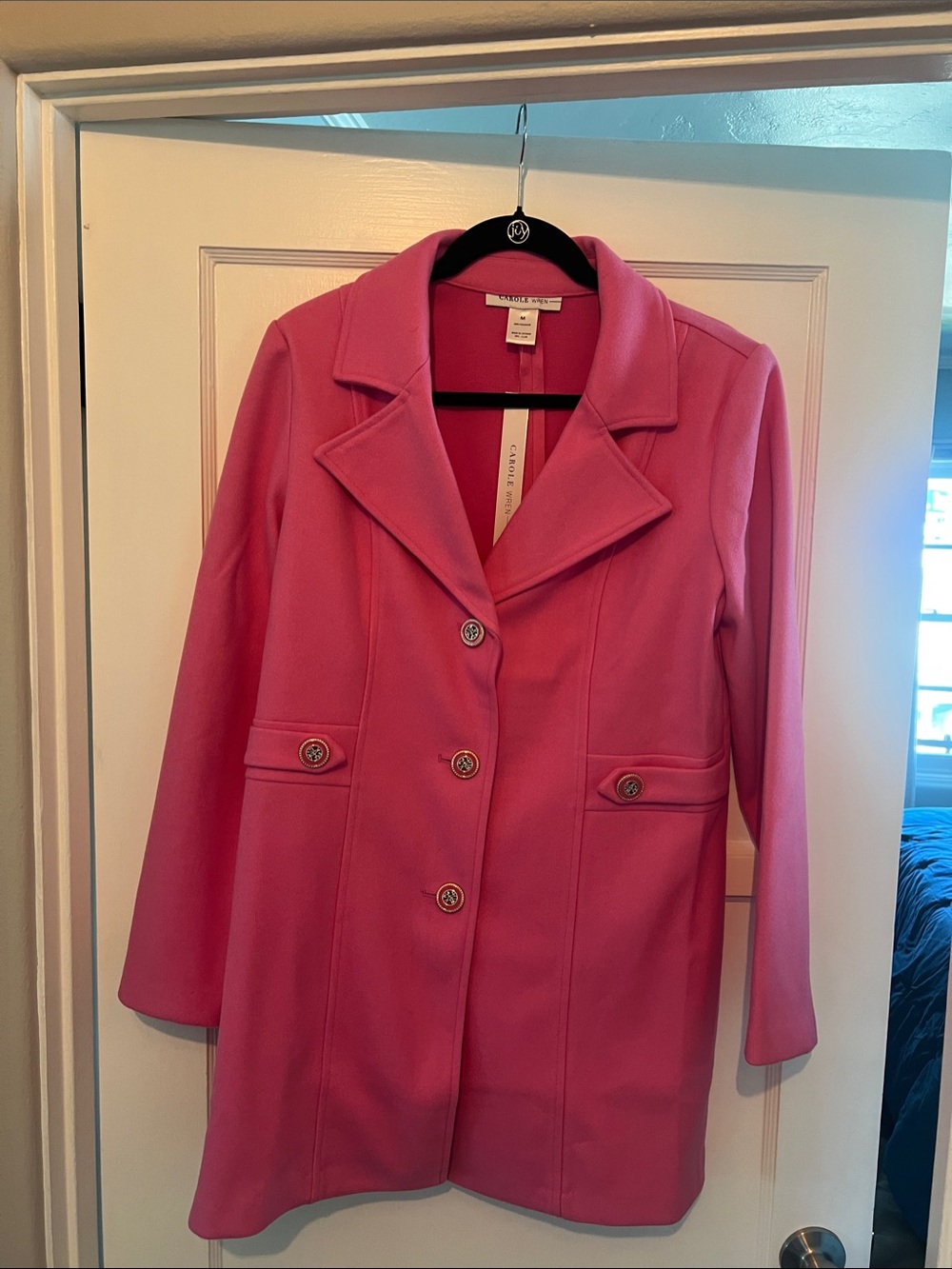 Carole Wren women’s Pink Single-Breasted Wool Blend Coat - medium